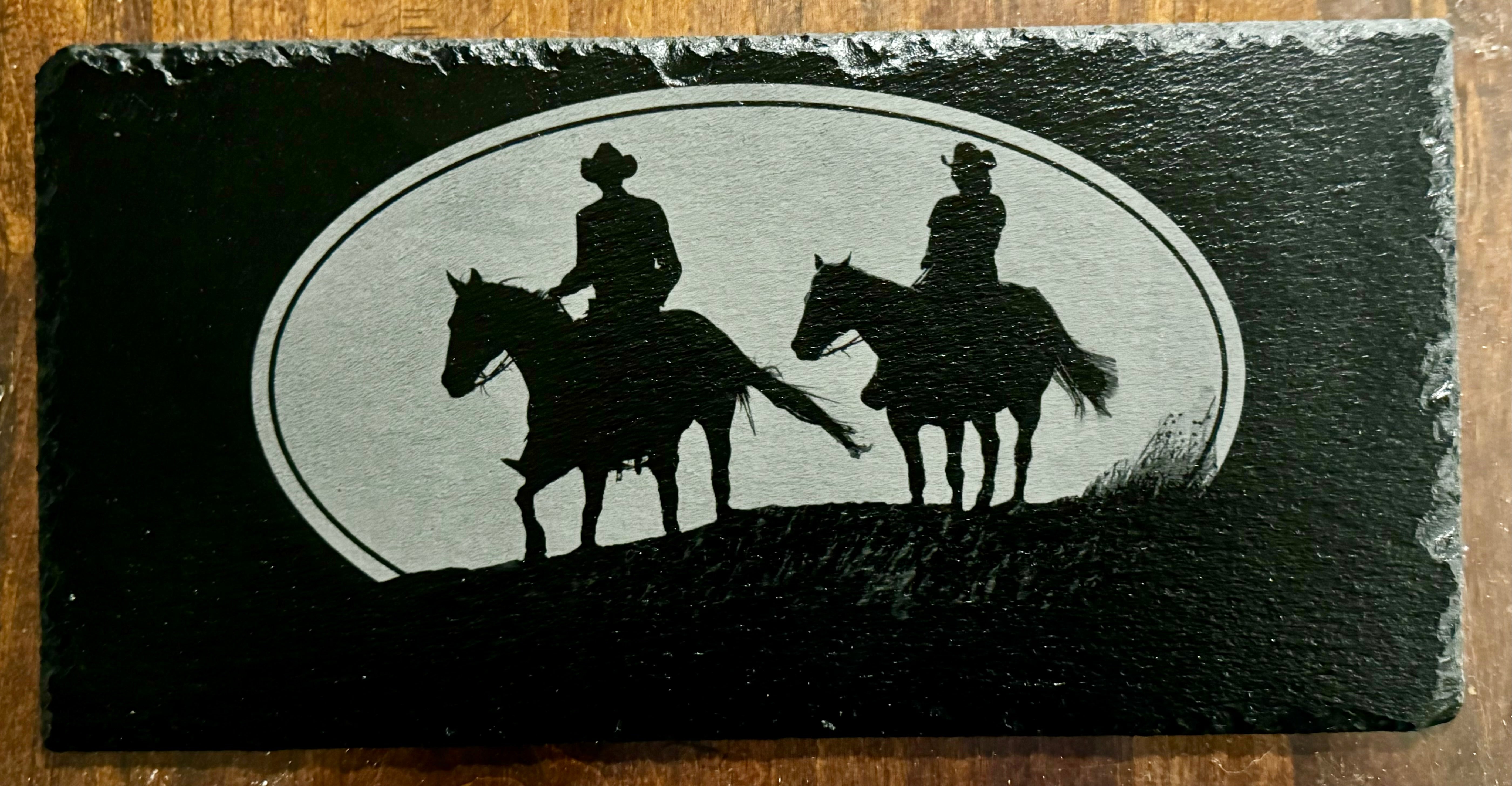 Cowboys in Yellowstone - Magnetic Pellet Stove Decorative Ash Door Insert for Harman P Series - Standard Stove Slate - Available in Slate, Aluminum, or Stainless Steel