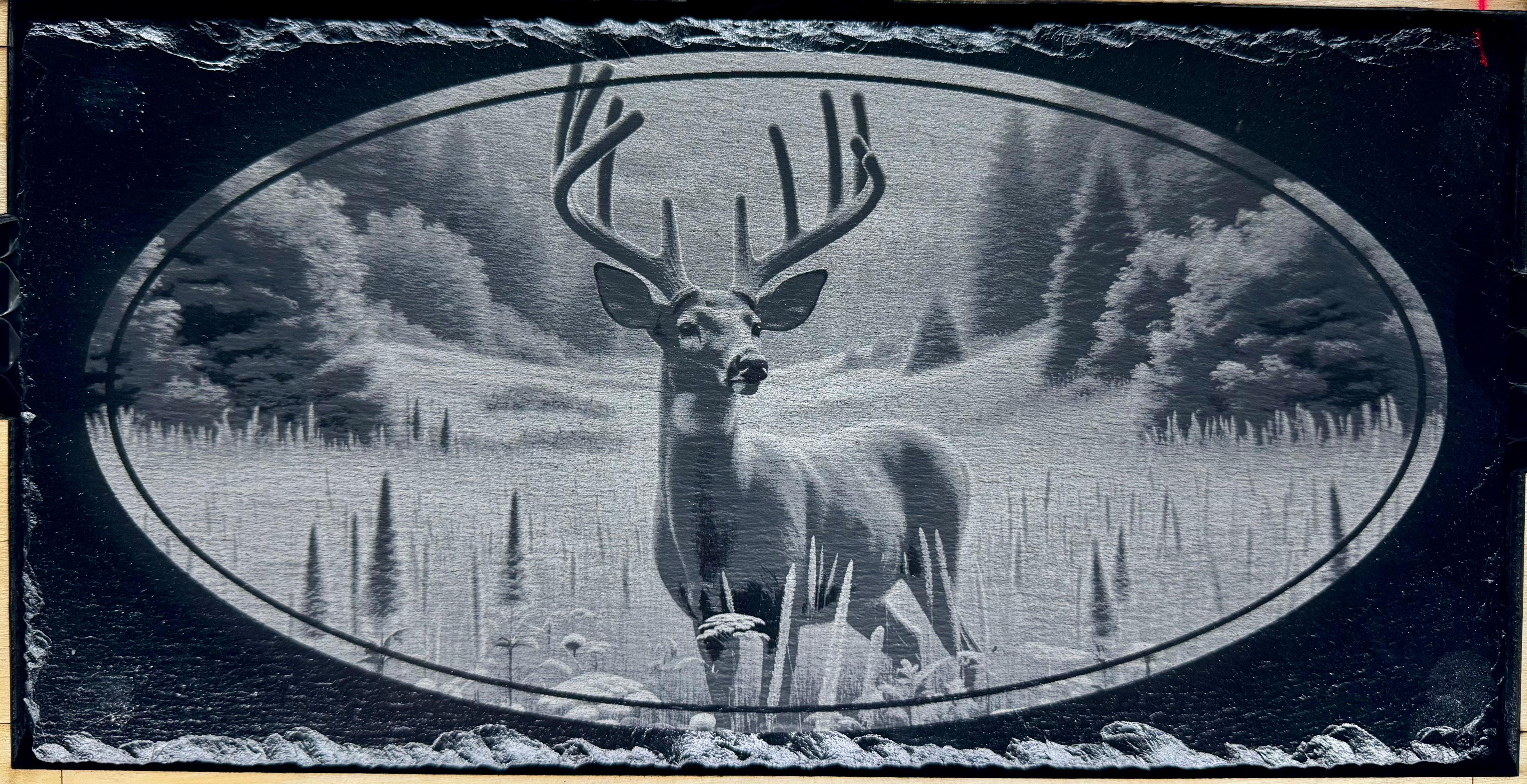 Whitetail Deer In A Meadow - Magnetic Pellet Stove Decorative Slate Insert for Harman P Series - Standard Stove Slate