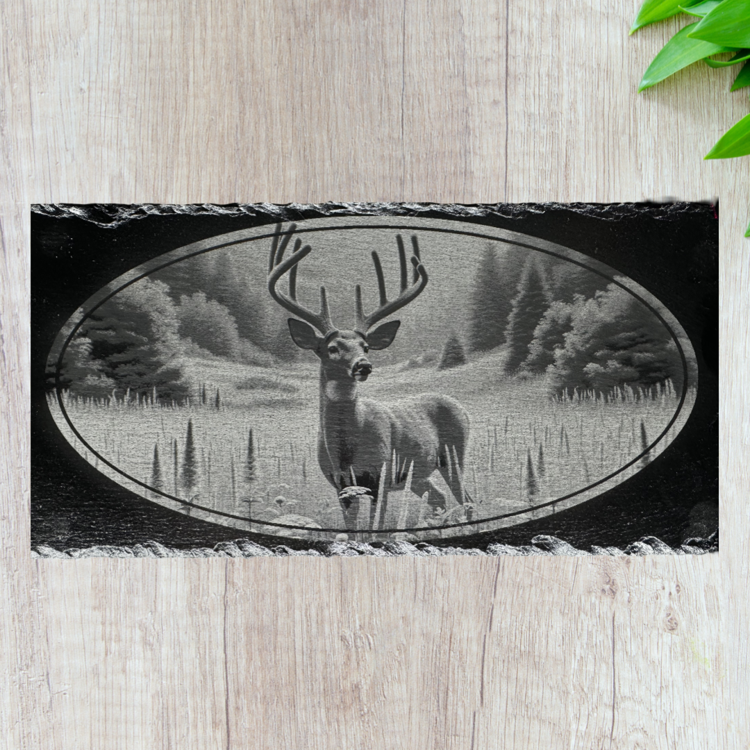 Whitetail Deer In A Meadow - Magnetic Pellet Stove Decorative Slate Insert for Harman P Series - Standard Stove Slate