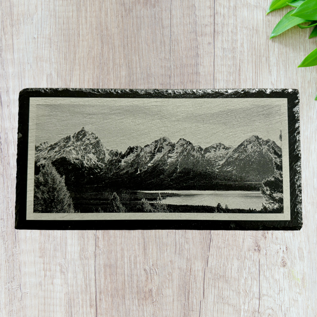 Grand Tetons at Jackson Lake - Magnetic Pellet Stove Decorative Slate Insert for Harman P Series - Limited to 100