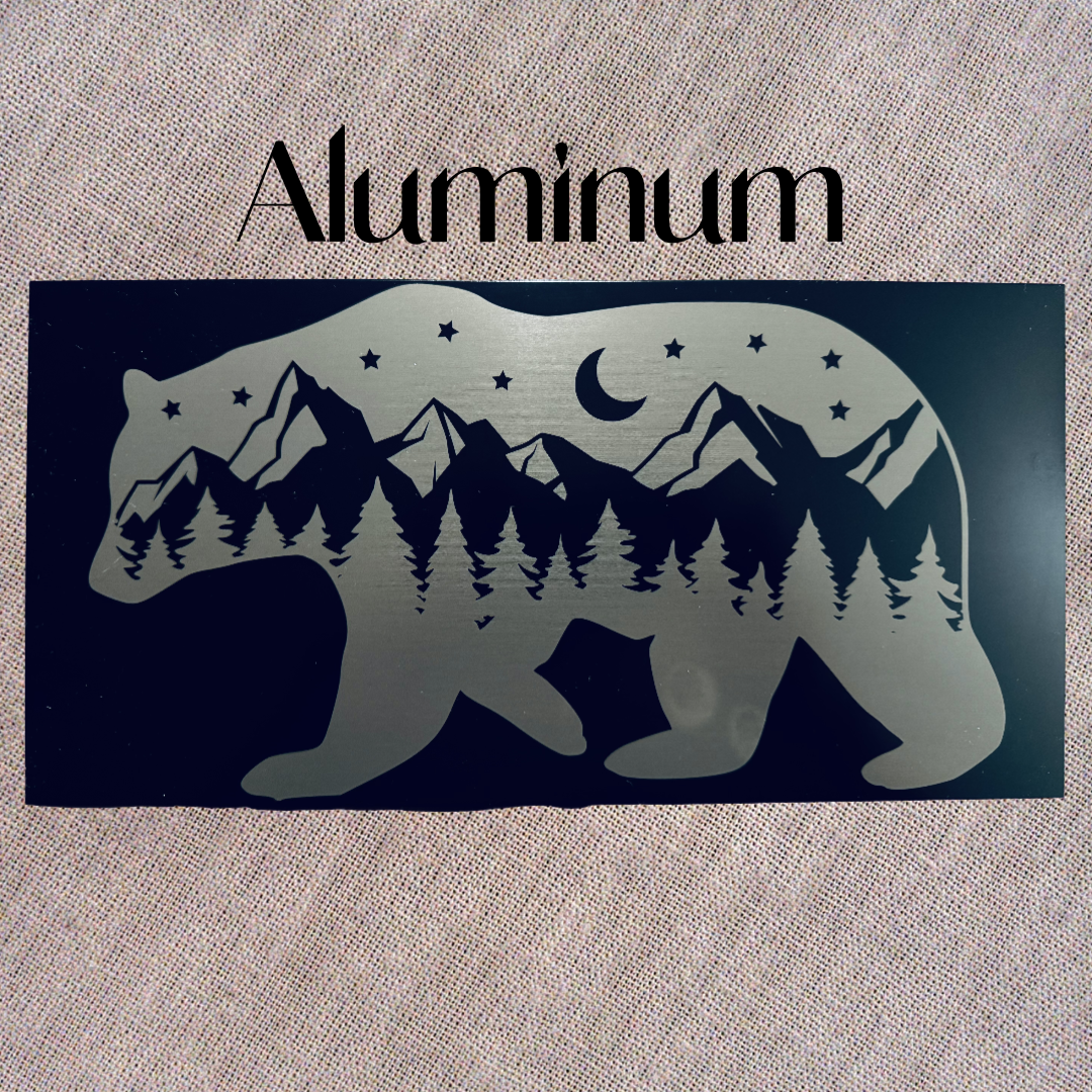 Mountain Bear Silhouette - Magnetic Pellet Stove Decorative Ash Door Insert for Harman P Series - Standard Collection - Available in Slate, Aluminum, or Stainless Steel