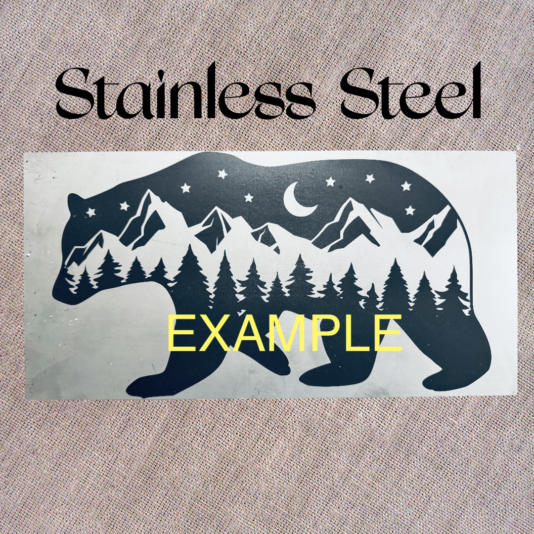 Cowboys in Yellowstone - Magnetic Pellet Stove Decorative Ash Door Insert for Harman P Series - Standard Stove Slate - Available in Slate, Aluminum, or Stainless Steel