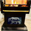 Mountain Bear Silhouette - Magnetic Pellet Stove Decorative Ash Door Insert for Harman P Series - Standard Collection - Available in Slate, Aluminum, or Stainless Steel