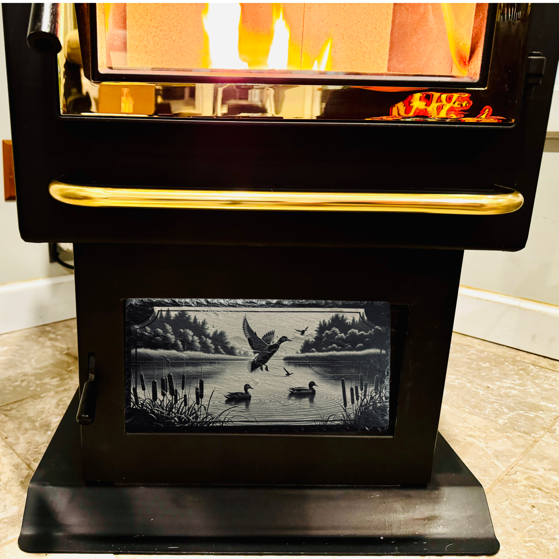 Just Ducky - Magnetic Pellet Stove Decorative Slate Insert for Harman P Series - Standard Stove Slate