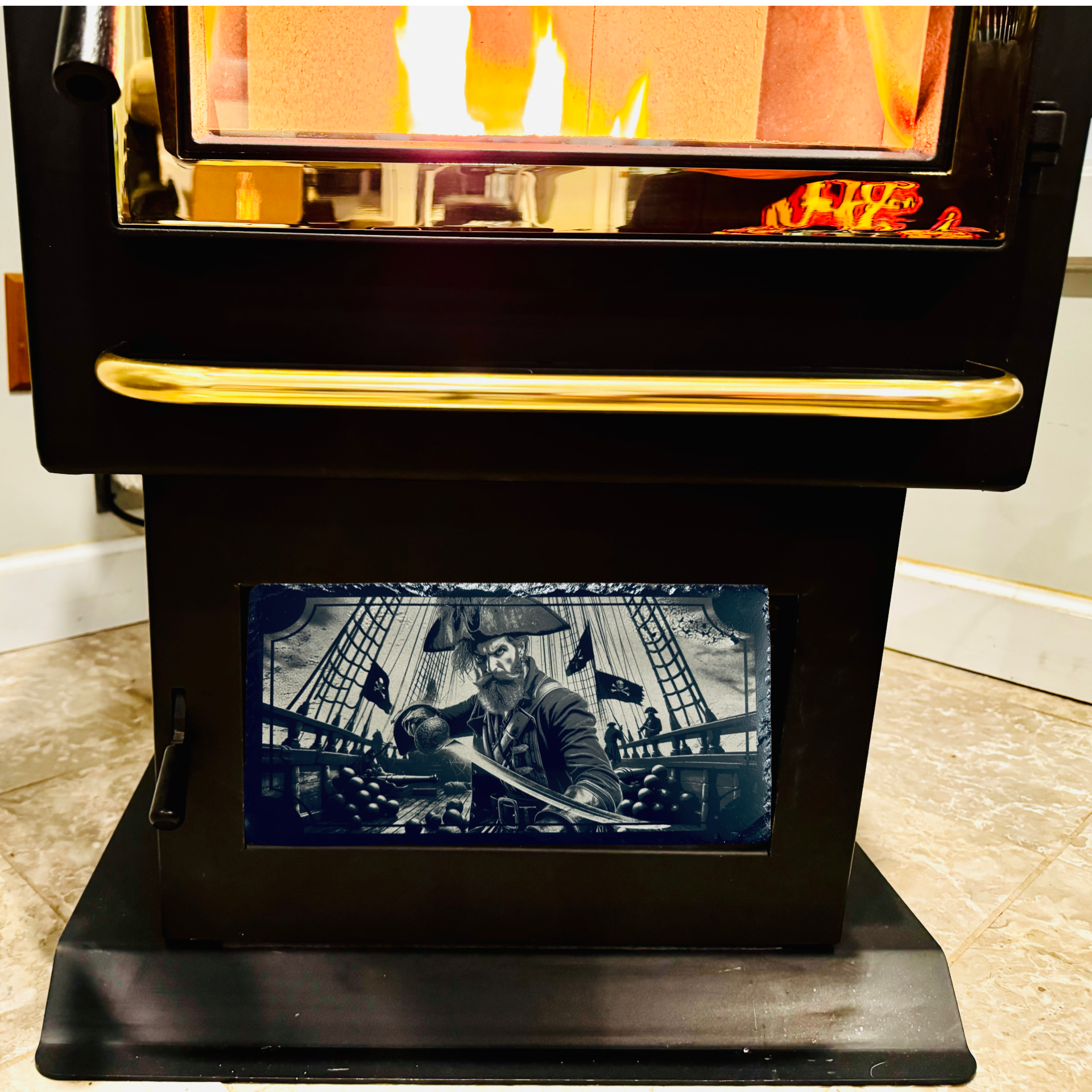 The Buccaneer - Magnetic Pellet Stove Decorative Slate Insert for Harman P Series - Standard Stove Slate